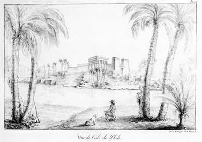 Eiland Philae, uit Receuil des cartes et des vues du voyage en Amerique, en Italie, en Sicile et en Egypt 1816-21 door de kunstenaar door Edouard de Montule